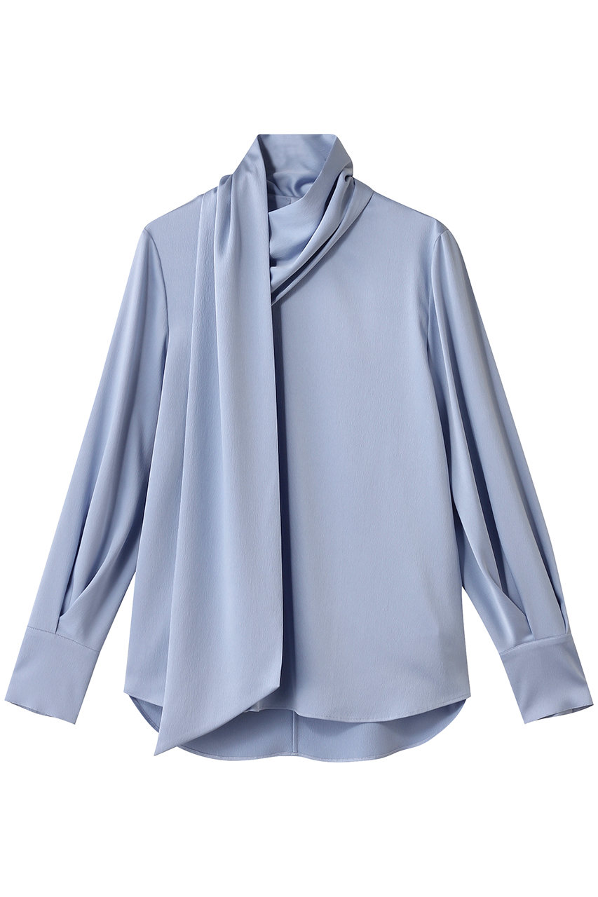 Noble ノーブル アシンメトリーボウタイブラウス サックスブルー Noble ノーブル アシンメトリーボウタイブラウス サックスブルー