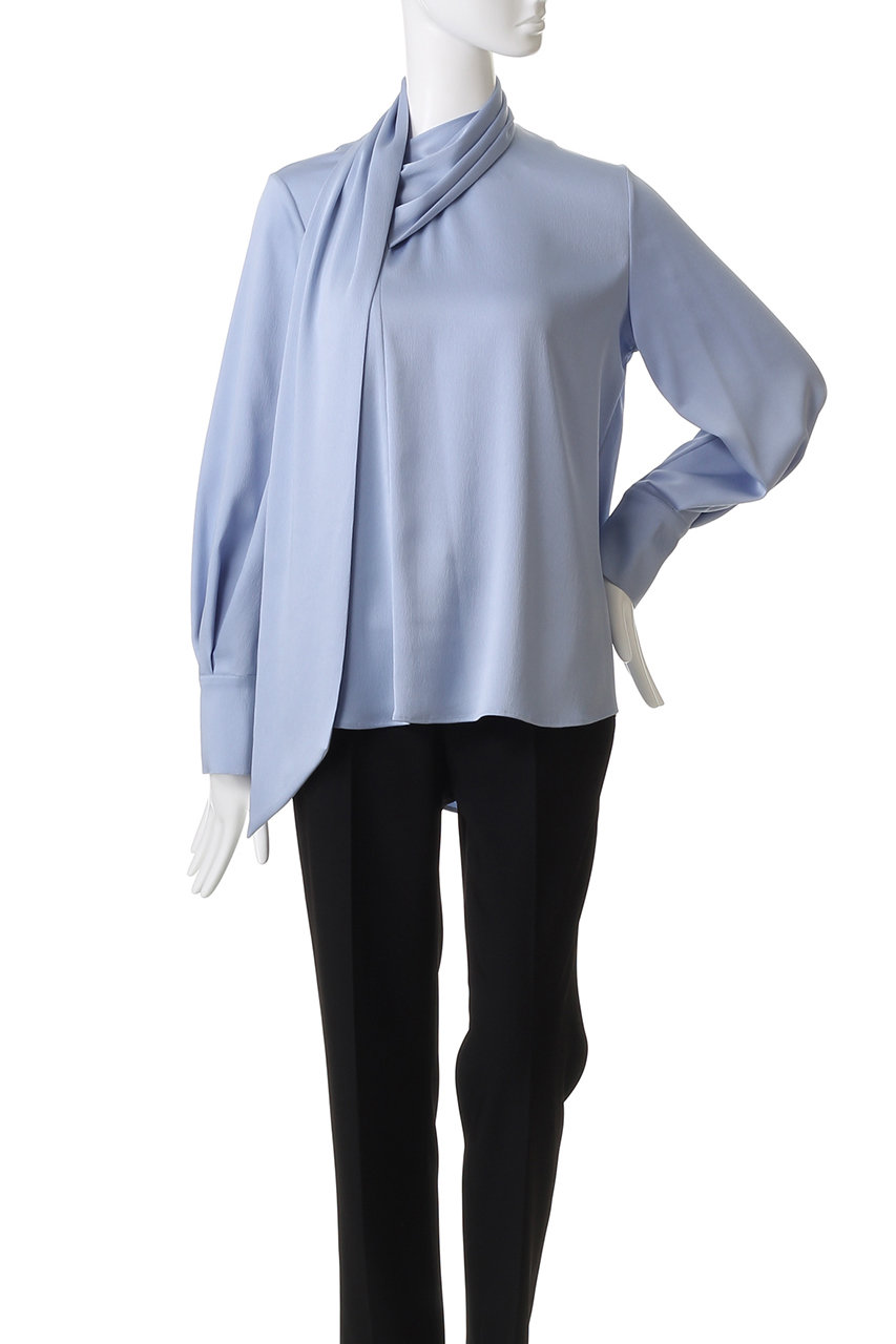 M・fil(エムフィル)｜ハンマーサテン アシンメトリーボウタイブラウス