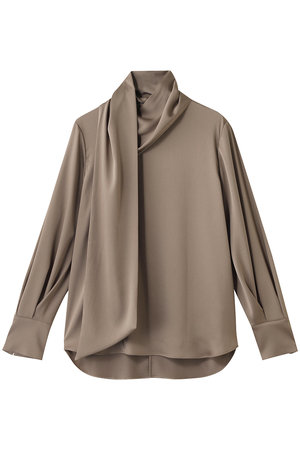 エムフィル/M・filのハンマーサテン アシンメトリーボウタイブラウス(110400/110403)