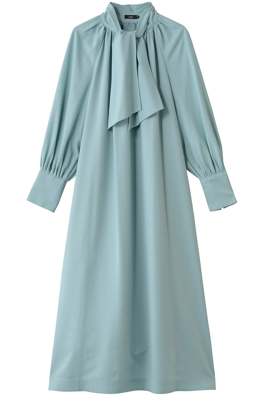 M・fil ウールビエラ ショートボウタイロングワンピース (ライトブルー, 38) エムフィル ELLE SHOP