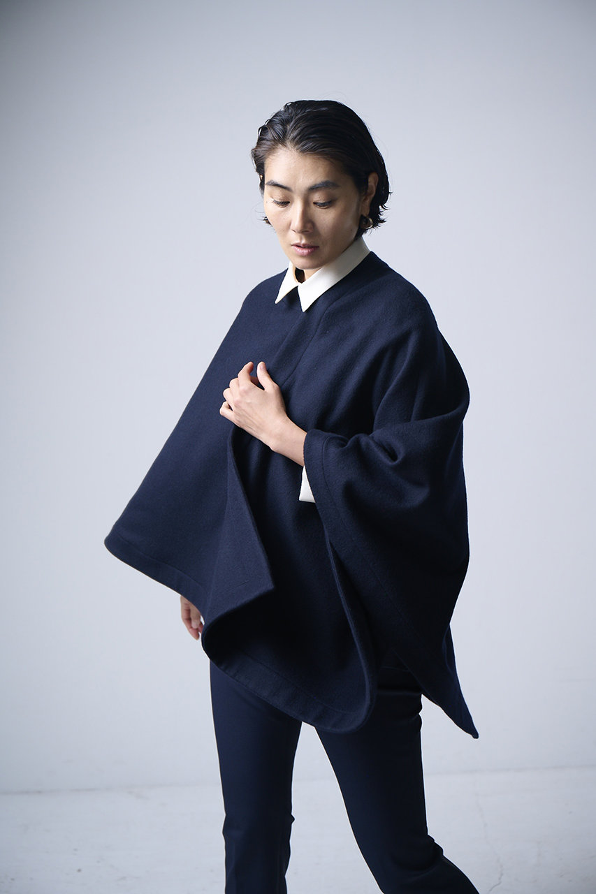 and me様 M.Fil スペリオルビーバーアシンメトリーマント　ネイビー M・fil(エムフィル)｜スペリオルビーバー アシンメトリーマント