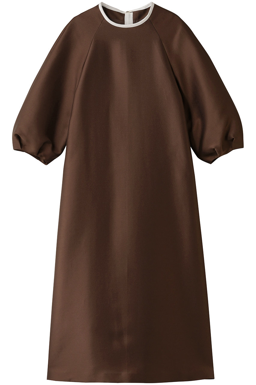 M・fil シルキーWクロス バイカラーロングワンピース (ダークブラウン, 38) エムフィル ELLE SHOP