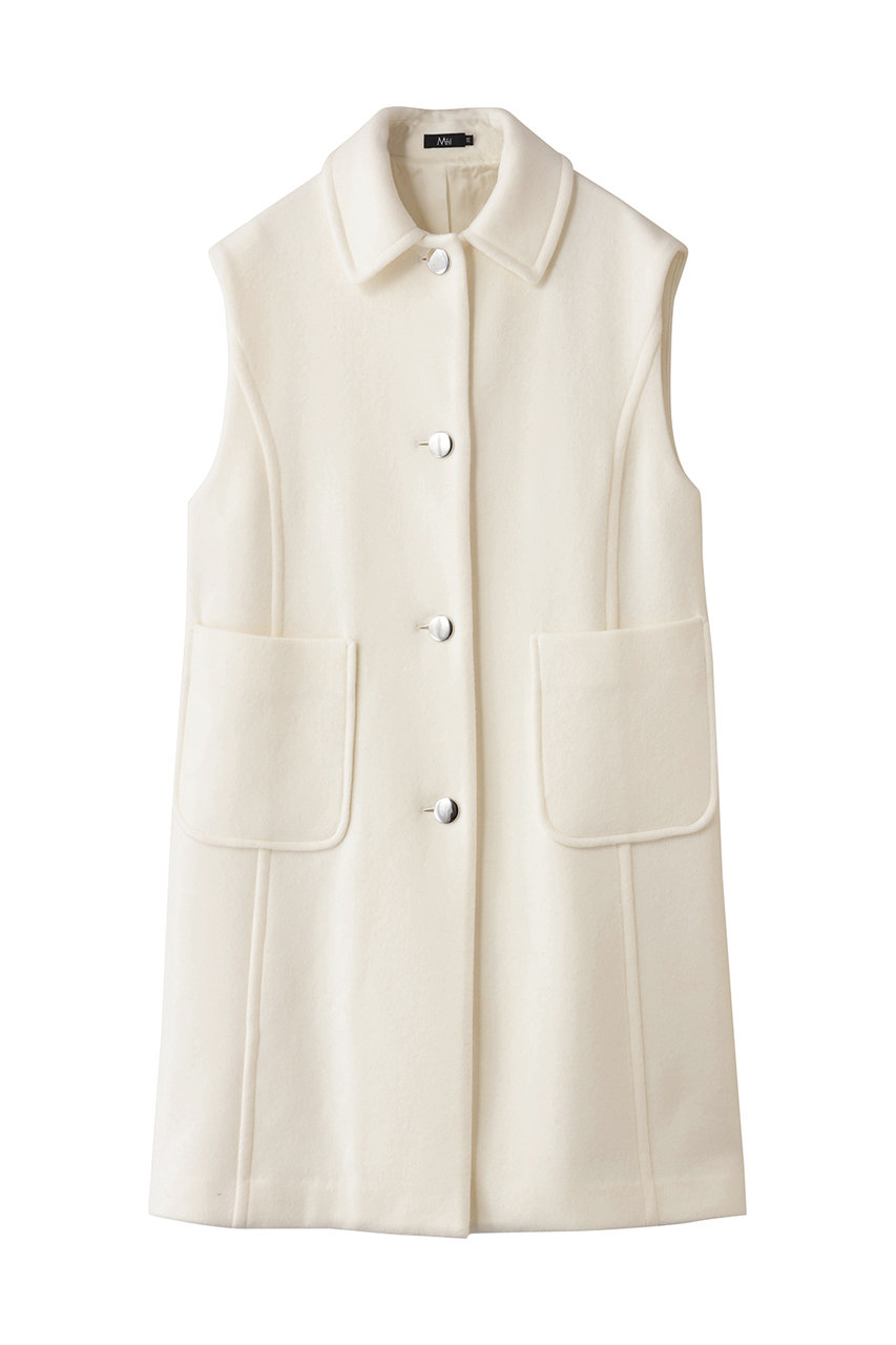 M・fil ダブルビーバー パネルラインジレ (オフホワイト, 38) エムフィル ELLE SHOP