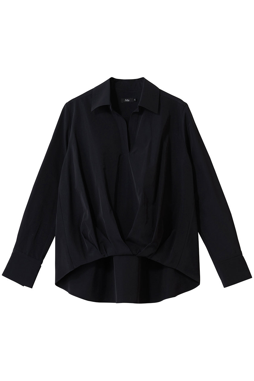 エムフィル/M・filのトリアセテート コットン タイプライター フロントタックブラウス(ネイビー/260-15967)