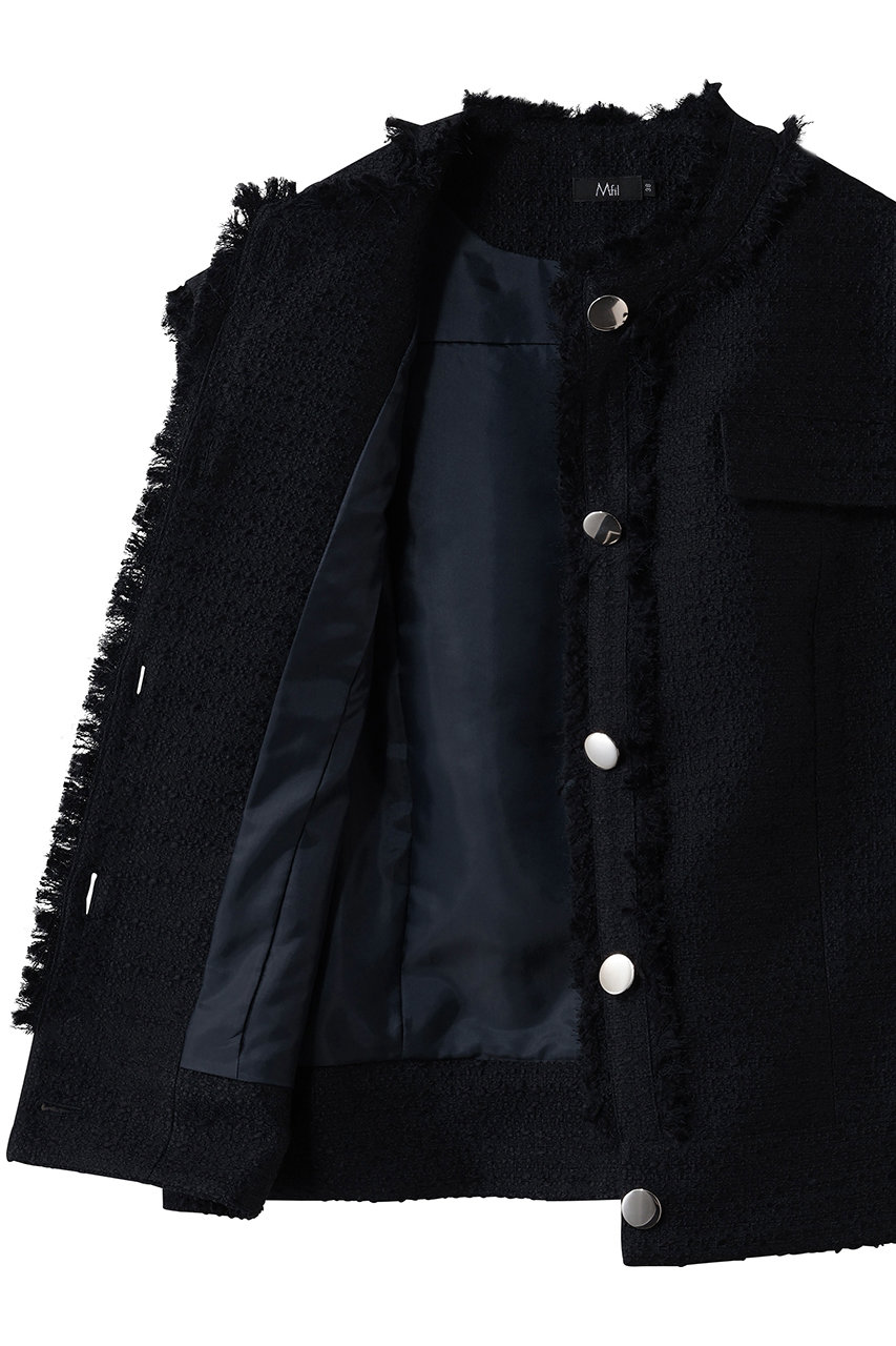 M・fil(エムフィル)｜Puffy Tweed フリンジジレ/ネイビー の通販