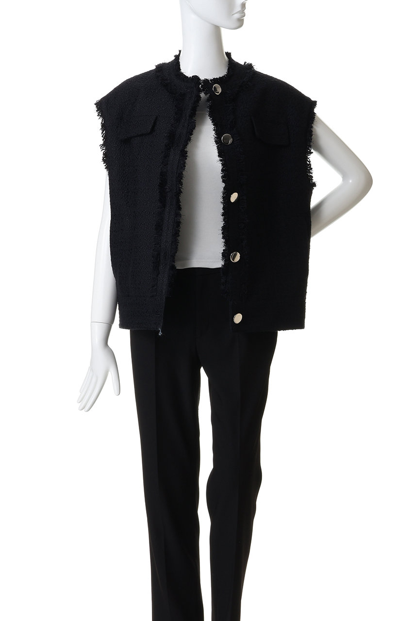 M・fil(エムフィル)｜Puffy Tweed フリンジジレ/ネイビー の通販