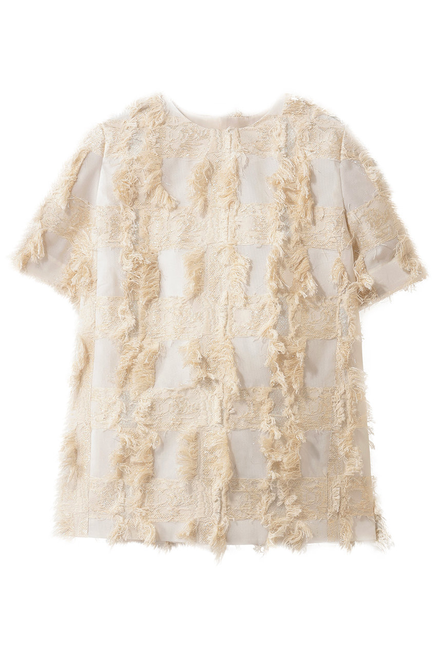 エムフィル/M・filのラメクロス ジャカード フォルムブラウス(オフホワイト/260-15976)