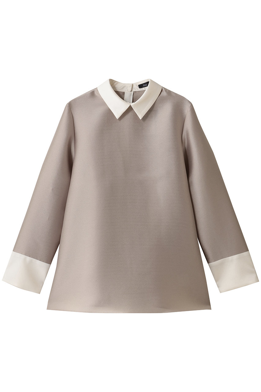 M・fil シルキーWクロス バイカラーブラウス (薄ベージュ, 40) エムフィル ELLE SHOP