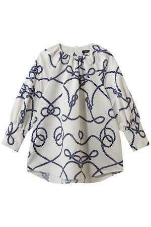 エムフィル/M・filのローププリント クルーネックギャザーブラウス