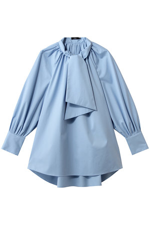 エムフィル/M・filのポリエステル コットン ストレッチ ブロード ショート ボウタイブラウス