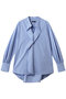 ポリエステル コットン ストライプシャープ フリルブラウス エムフィル/M・fil サックスブルー