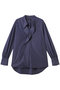 ポリエステル コットン ストライプシャープ フリルブラウス エムフィル/M・fil ネイビー