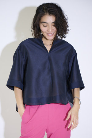 エムフィル/M・filのオーガンジー　クロップドブラウス(110400/110402)