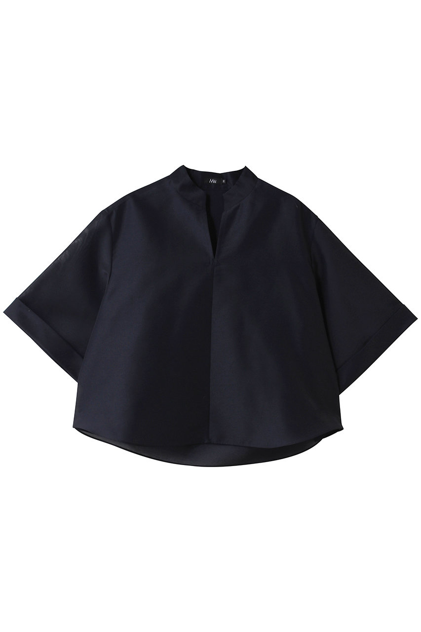 M・fil オーガンジー クロップドブラウス (ネイビー, 38) エムフィル ELLE SHOP