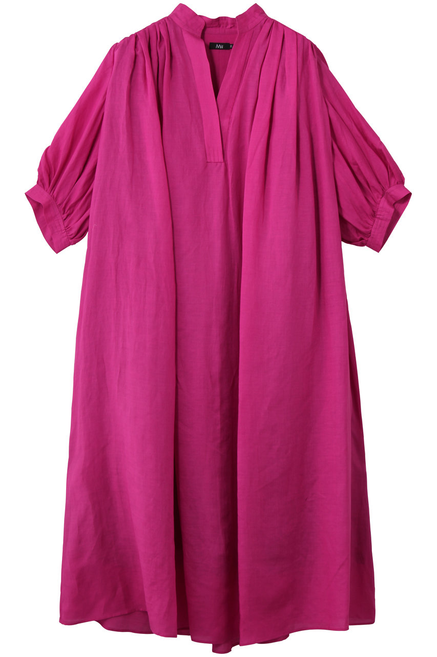 エムフィル/M・filのリネンローン　タックギャザーワンピース(ピンク/261-14322)