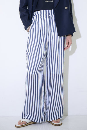 エムフィル/M・filのリゾートストライプ　ハイウエストシャーリングパンツ(110600/110601)