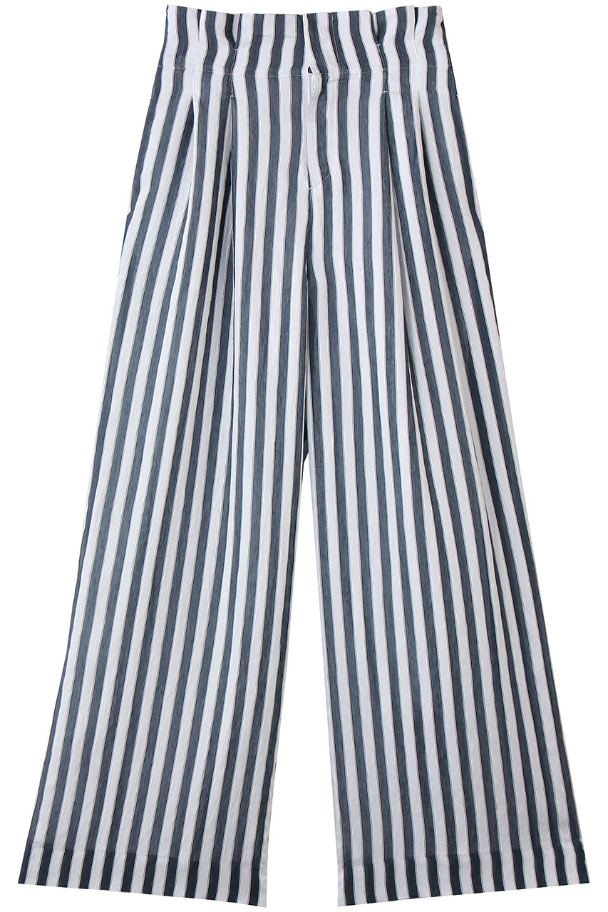 エムフィル/M・filのリゾートストライプ　ハイウエストシャーリングパンツ(ネイビー/261-13115)