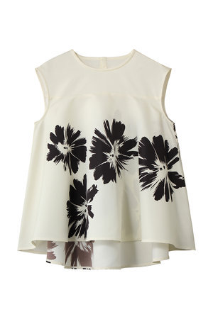 エムフィル/M・filのコートフルールプリント　クルーネックフレアブラウス(110400/110401)