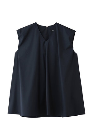 エムフィル/M・filのポリエステル コットン ストレッチブロード　ギャザーノースリーブブラウス(110400/110401)