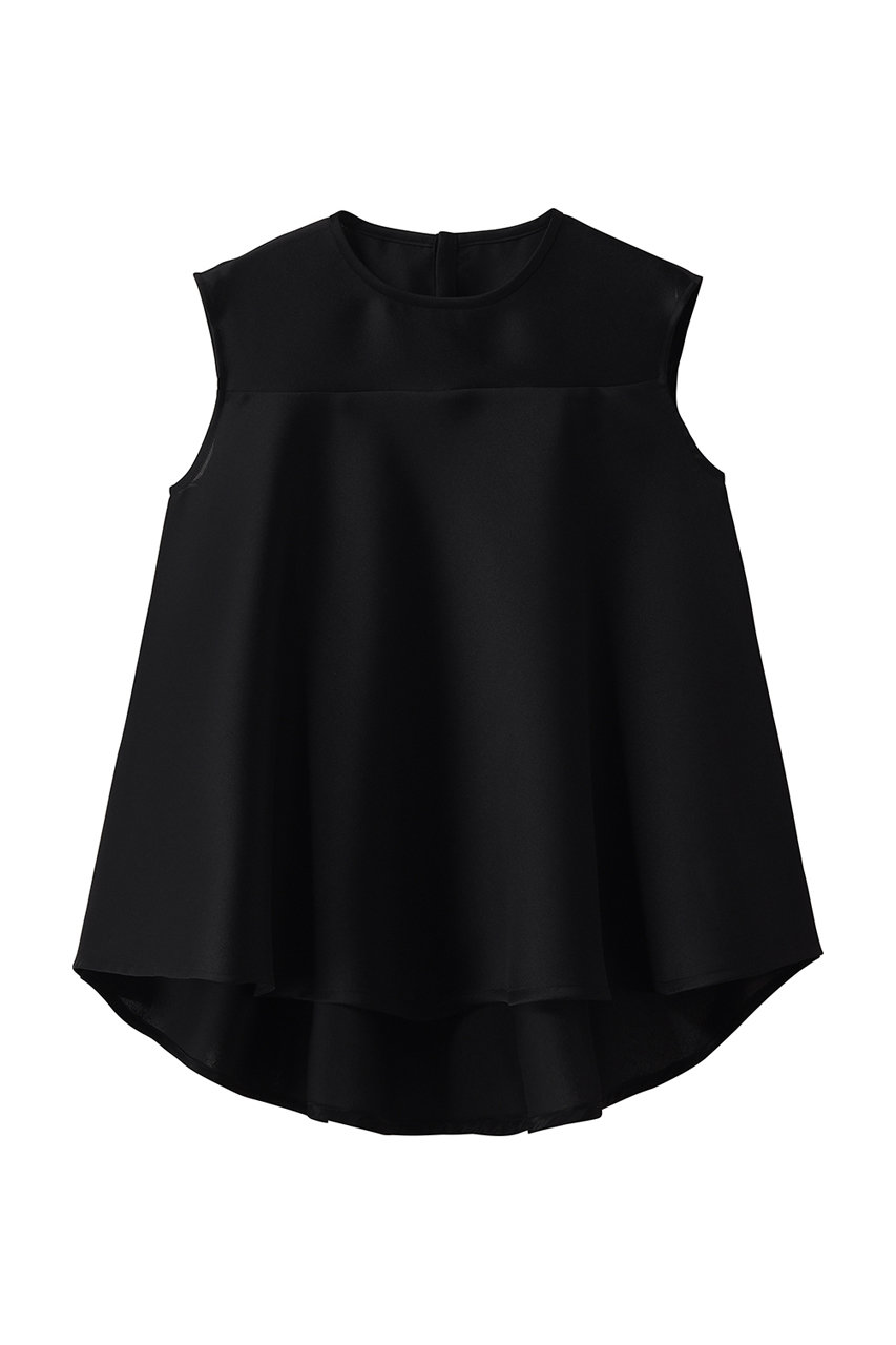 エムフィル/M・filのシルキーWクロス　クルーネックフレアブラウス(ブラック/261-15989)