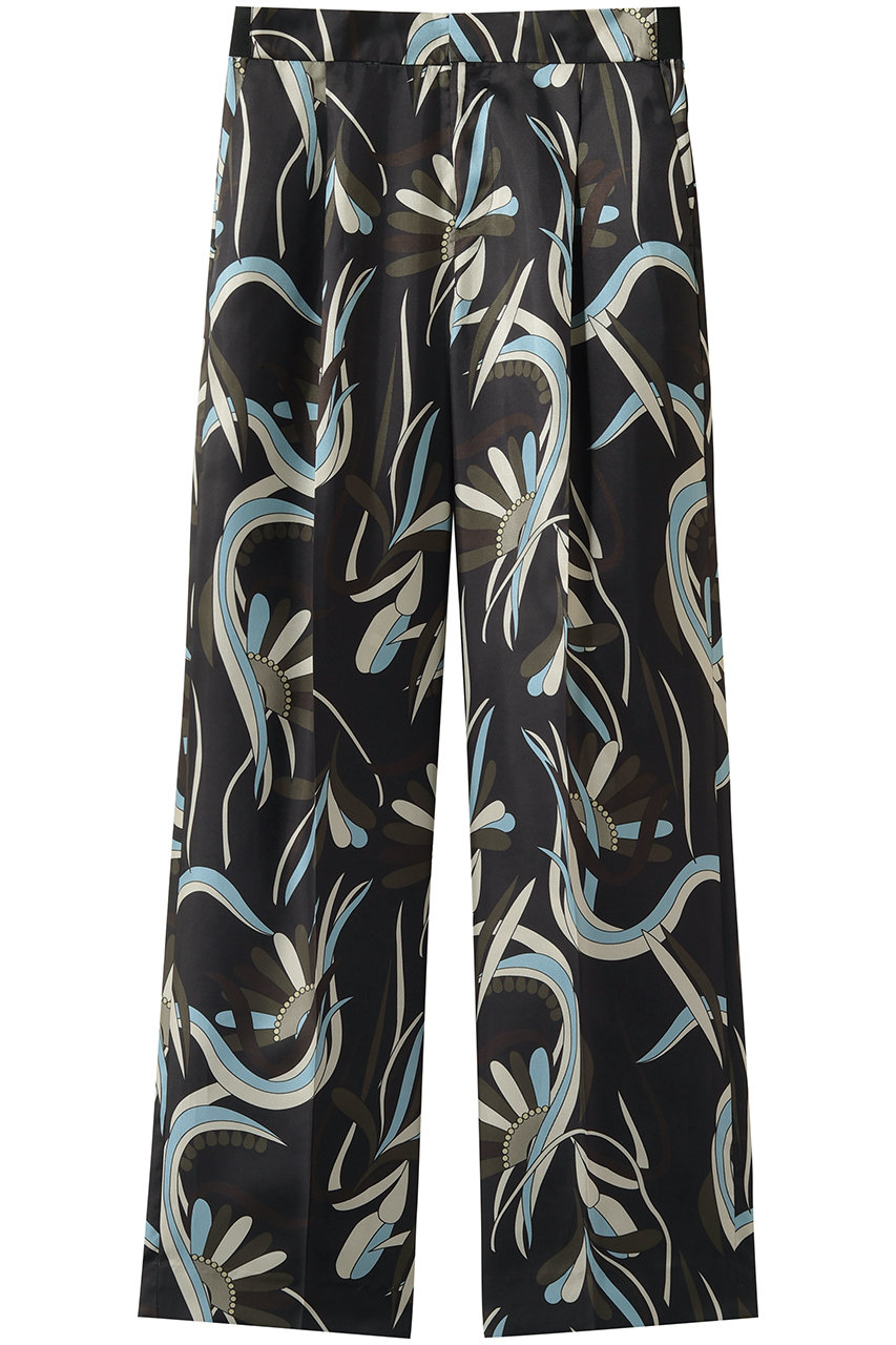 M・fil テールプリント ワンタックワイドイージートラウザーズ (ブラック, 38) エムフィル ELLE SHOP