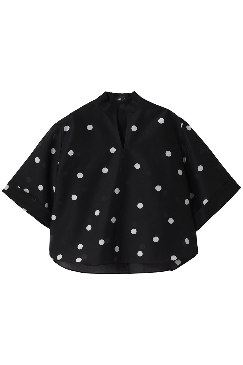 エムフィル/M・filのドットオーガンジー　クロップドブラウス(ブラック/261-15990)