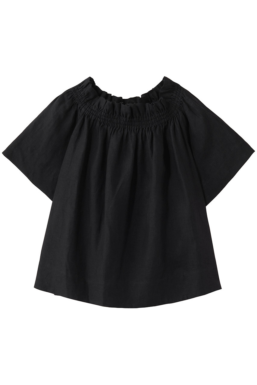 エムフィル/M・filのベルギーリネン　2Wayネックブラウス(ブラック/261-15993)