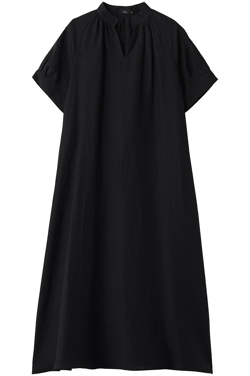 エムフィル/M・filのベルギーリネン　スキッパーラグランワンピース(ブラック/261-14328)