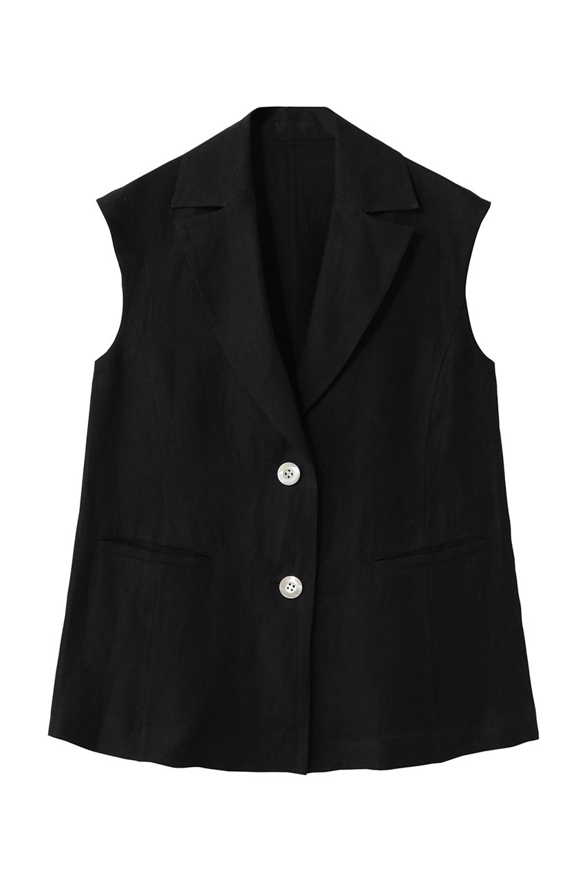 エムフィル/M・filのベルギーリネン　フレンチスリーブジレ(ブラック/261-19091)