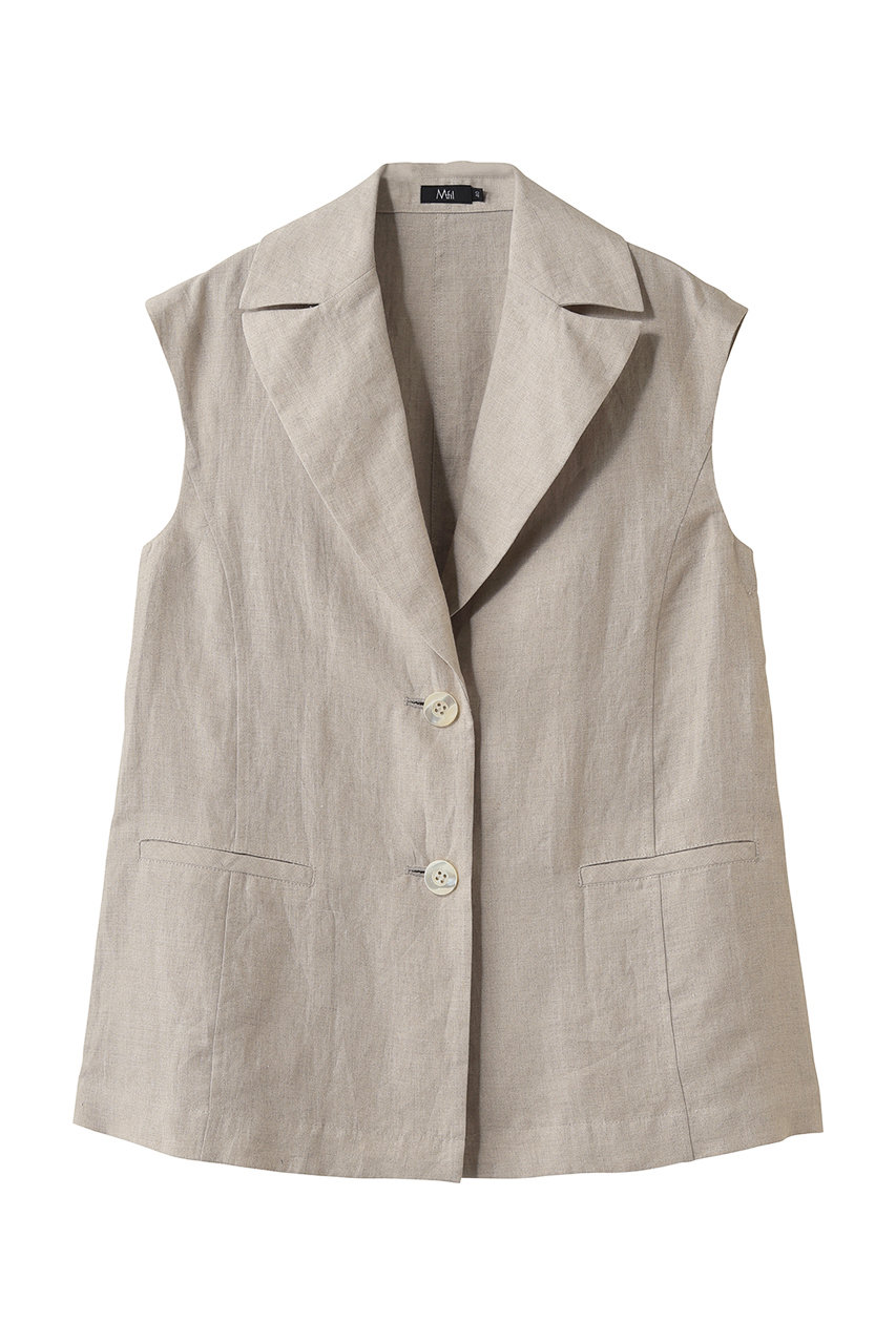 エムフィル/M・filのベルギーリネン　フレンチスリーブジレ(薄ベージュ/261-19091)