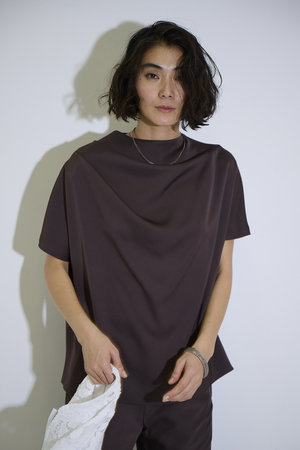 エムフィル/M・filのストレッチWサテン　ドレープブラウス(110400/110402)