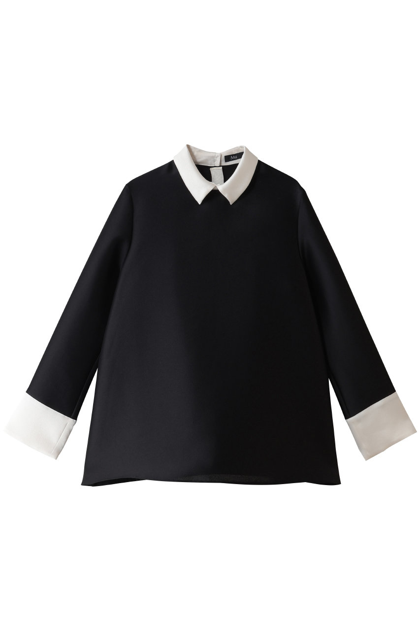 M・fil シルキーWクロス バイカラーブラウス (ブラック, 38) エムフィル ELLE SHOP