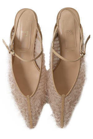 ヘンリ エン ヴァーゴ/HENRI EN VARGOのLulu フェザー調チュールストラップシューズ