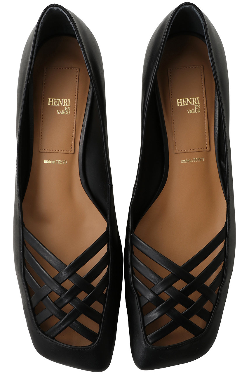 ヘンリ エン ヴァーゴ/HENRI EN VARGOのFrances スクエアトゥメッシュフラットシューズ(ブラック/261132)