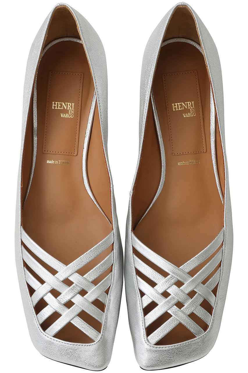 ヘンリ エン ヴァーゴ/HENRI EN VARGOのFrances スクエアトゥメッシュフラットシューズ(シルバー/261132)