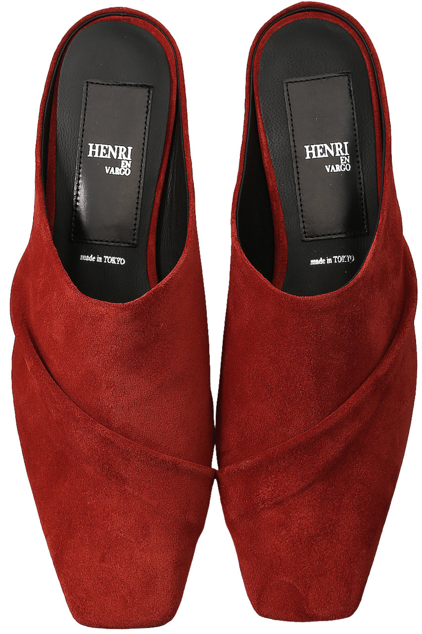 SALE 【50%OFF】 HENRI EN VARGO ヘンリ エン ヴァーゴ Kelly スクエアトゥスリッポンミュール レッド