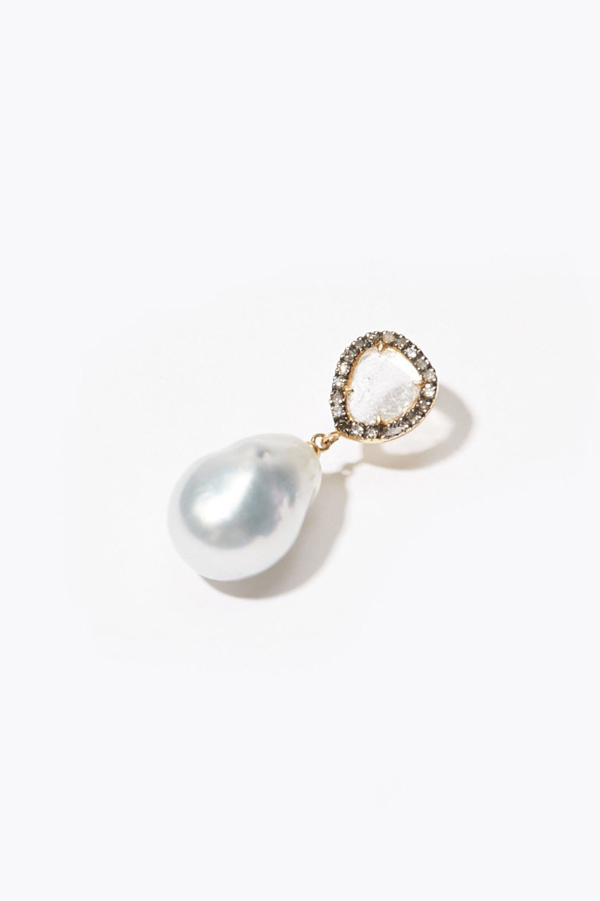 elafonisi 南洋パールスライスダイヤパヴェダイヤモンドピアス