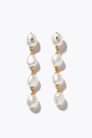 【ELLE SHOP別注】 elafonisi パール ティアドロップス エメラルド ピアス