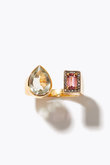 【ELLE SHOP限定elafonisi 【6th Anniversary Limited】グリーンアメジスト×ピンクトルマリン オープン リング アルティーダ ウード/ARTIDA OUD
