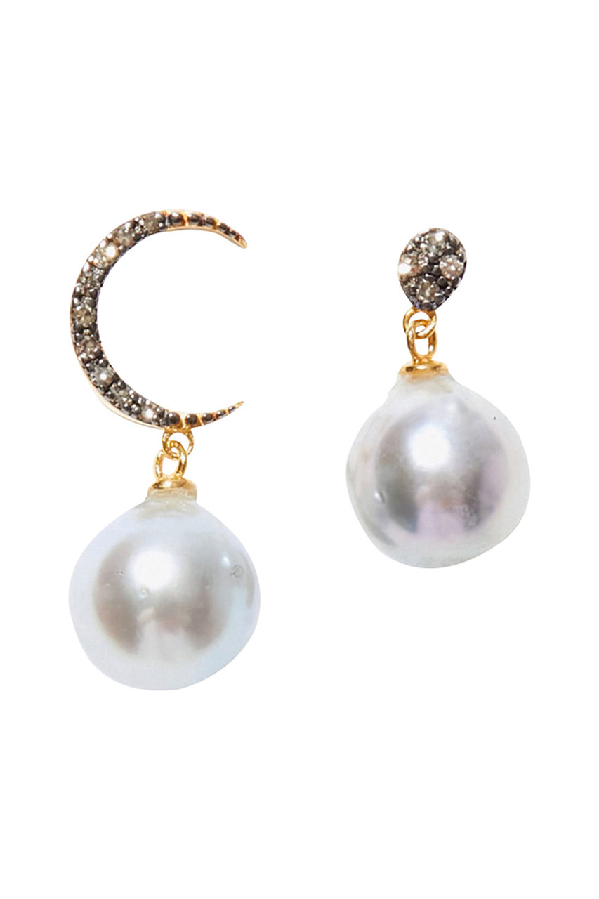 ARTIDA OUD 【ELLE SHOP限定】glimmer アコヤパール ニュームーン スタッド ピアス (ホワイト, one size) アルティーダ ウード ELLE SHOP