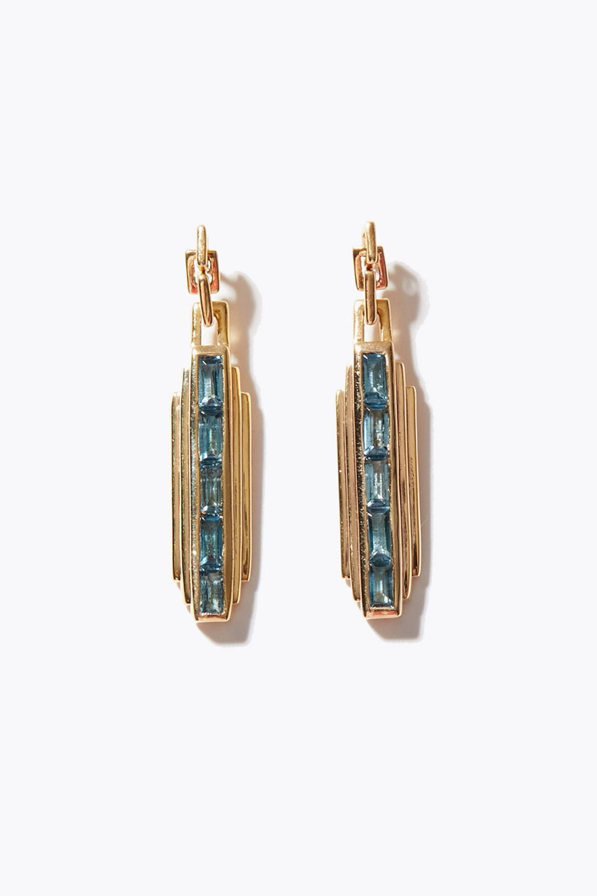 ARTIDA OUD elafonisi レクタングル ロンドンブルートパーズ デコ ピアス (ブルー, one size) アルティーダ ウード ELLE SHOP