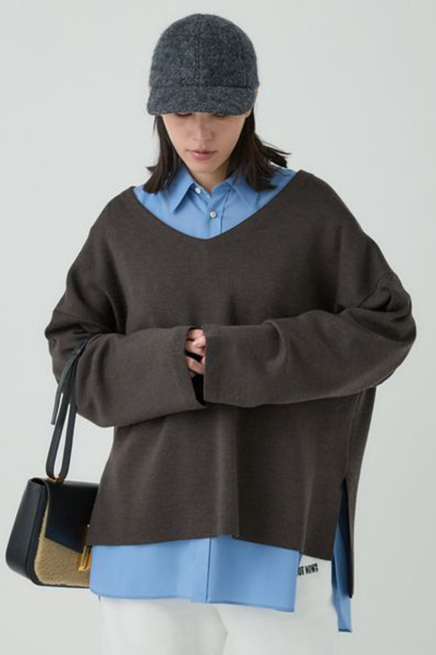 Chaos(カオス)｜シエラウールVネックニット/ブラウン の通販｜ELLESHOP