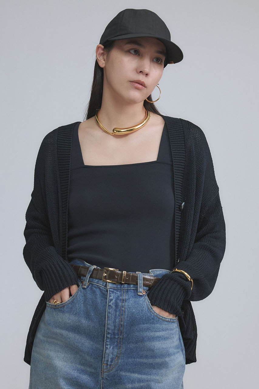 カオス/Chaosのシルクコンリリーショートカーディガン(ニューネイビー/991779)