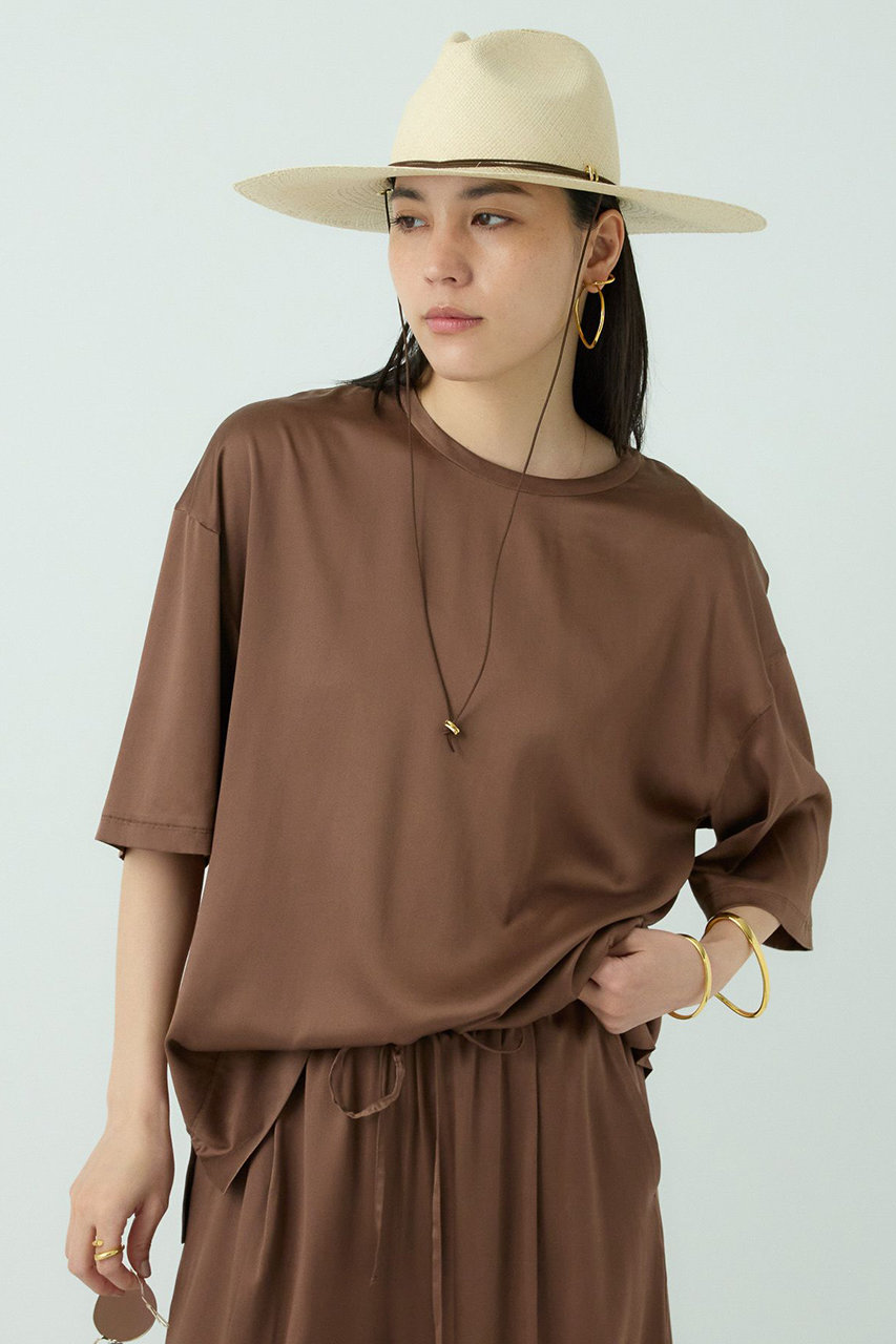 Chaos サンディングシルクTシャツ (ブラウン, F) カオス ELLE SHOP Chaos サンディングシルクTシャツ (ブラウン, F) カオス ELLE SHOP