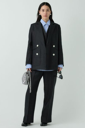 カオス/Chaosのリネンヘリンボンストレートパンツ(110600/110601)