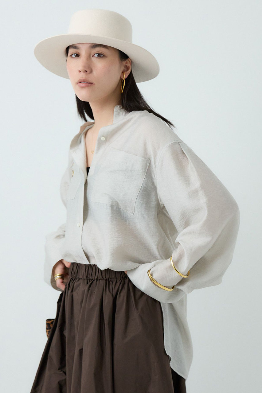 Chaos フェインシルクシャツ (グレージュ, F) カオス ELLE SHOP Chaos フェインシルクシャツ (グレージュ, F) カオス ELLE SHOP