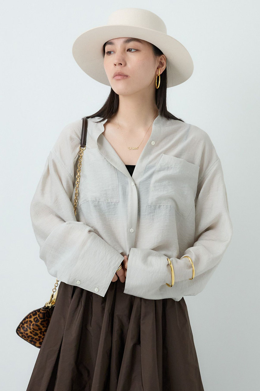 Chaos(カオス)｜フェインシルクシャツ/グレージュ の通販｜ELLESHOP