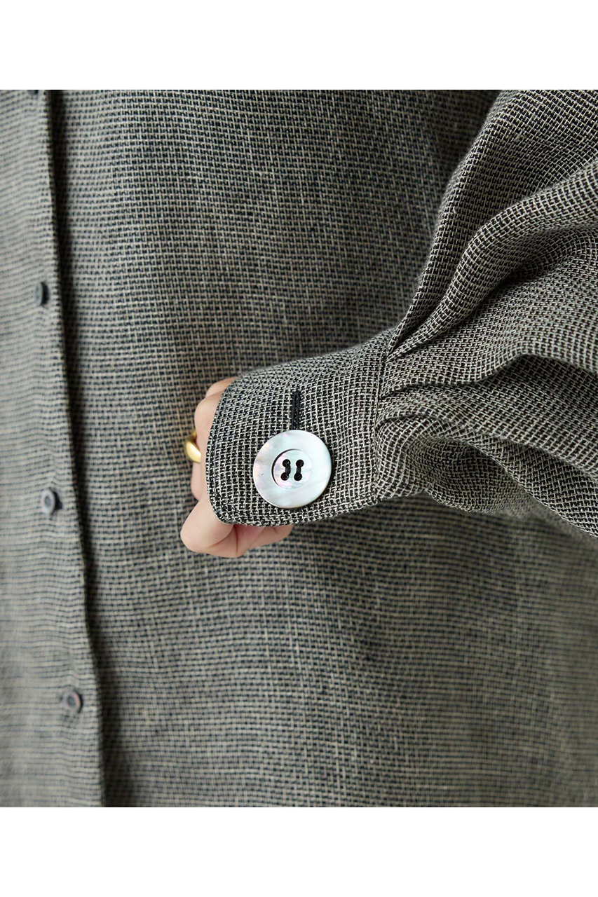 Chaos(カオス)｜リネンパンプキンスリーブブラウス/ブラックミックス