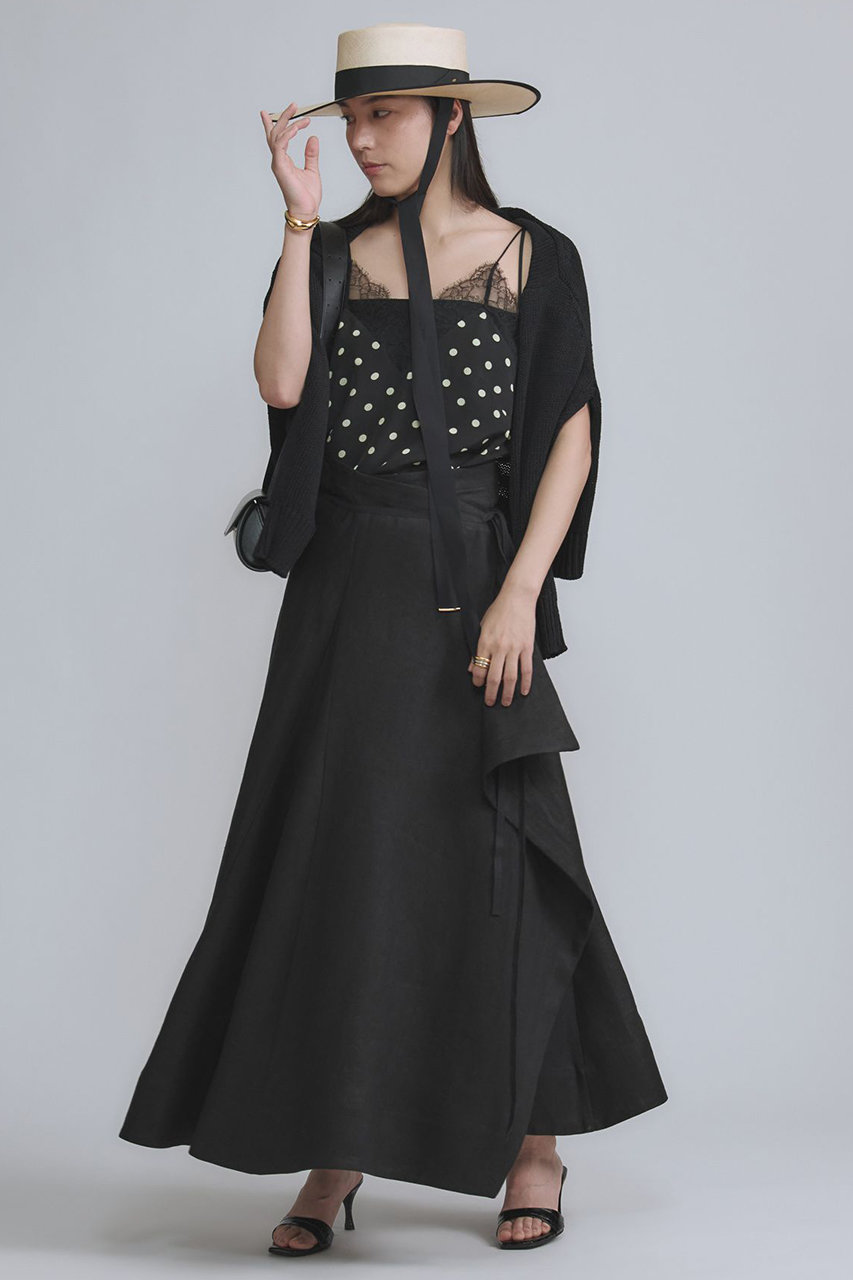 Chaos(カオス)｜リネンヘリンボンスカート/ブラック の通販｜ELLESHOP