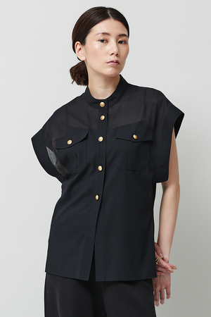 ウールメタルボタンブラウス
